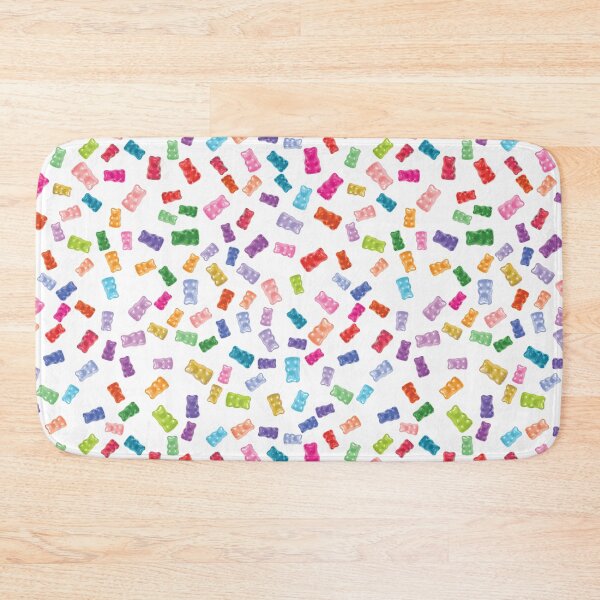 Gummy bears seamless pattern on a white background Bath Mat