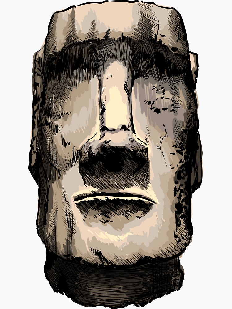 HOW TO DRAW MOAI STATUE EMOJI, MOAI STATUE ROCKS, EASY 