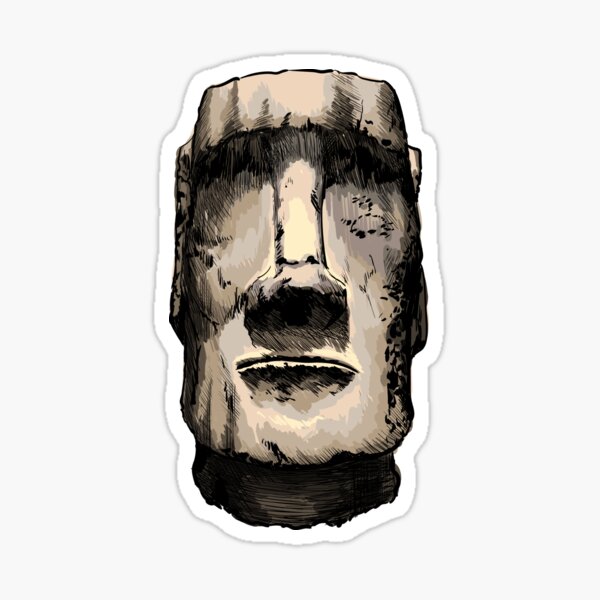 EMOJI STICKER , grey Moai statue art transparent background PNG