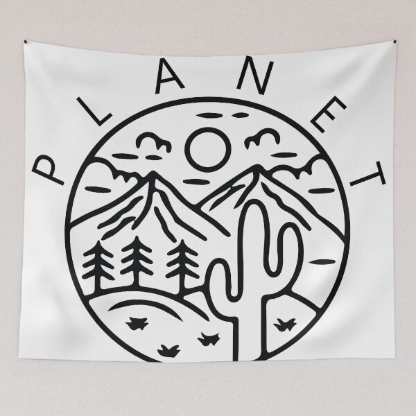Item preview, planet nature minimal black and white logo design designed and sold by GENUINEPRODUCT.