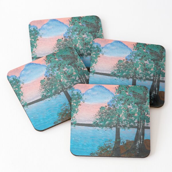 Item preview, Tropical Island Pretty Pink Blue Sunset Landscape designed and sold by chuckletuckle.