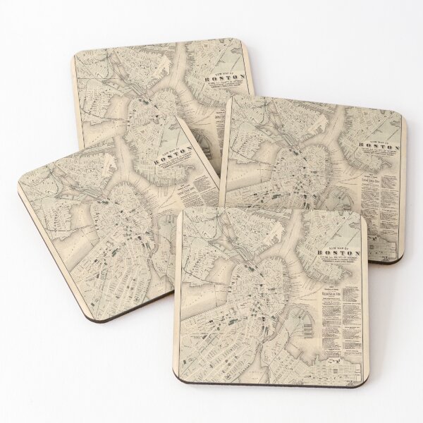 Item preview, Old Boston MA Map (1884) Vintage Massachusetts Capital City Atlas designed and sold by BravuraMedia.