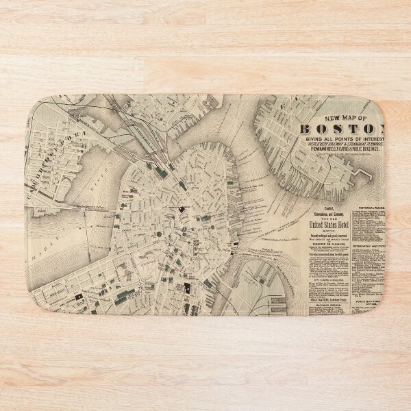 Item preview, Old Boston MA Map (1884) Vintage Massachusetts Capital City Atlas designed and sold by BravuraMedia.