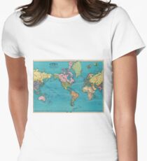 Vintage Map of The World (1897) Women's Fitted T-Shirt