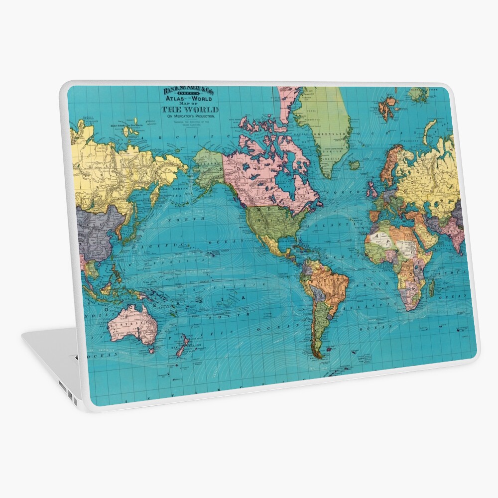 Vintage Map of The World (1897) Laptop Skin