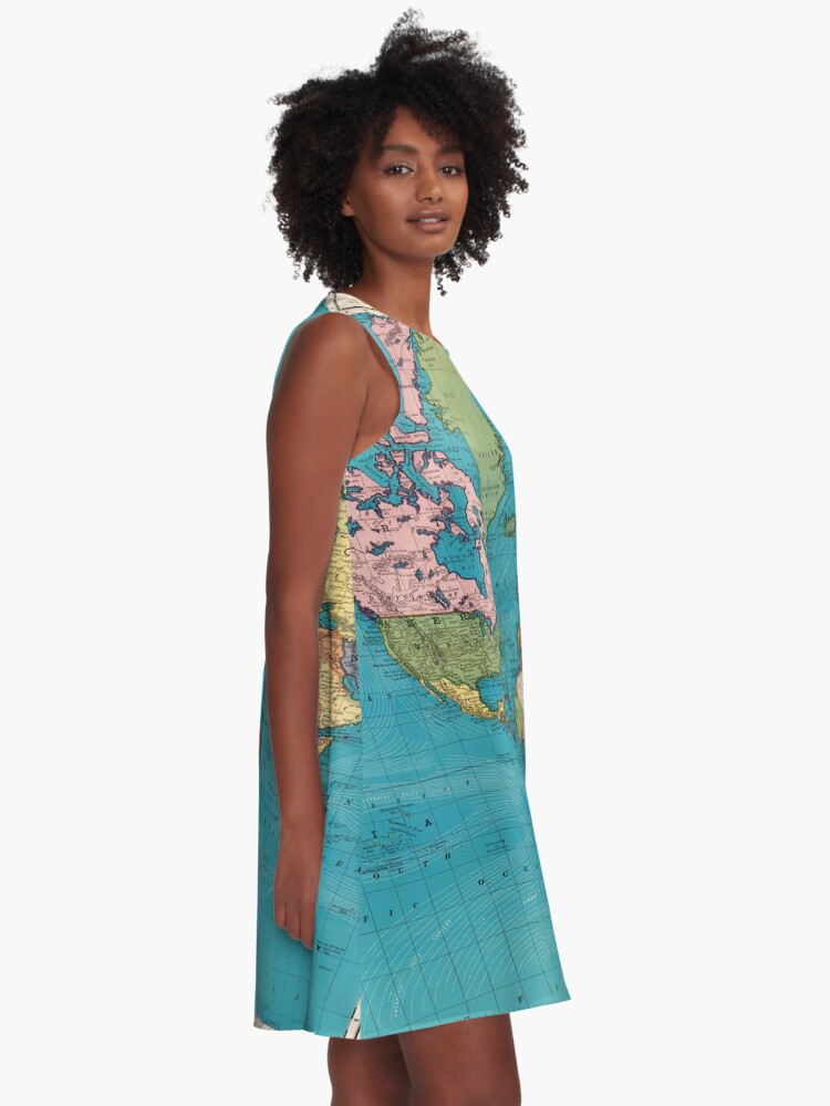 Alternate view of Vintage Map of The World (1897) A-Line Dress