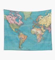 Vintage Map of The World (1897) Wall Tapestry