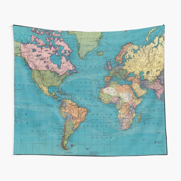 Vintage Map of The World (1897) Tapestry