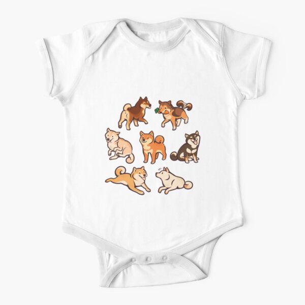 shibes in blue Short Sleeve Baby One-Piece