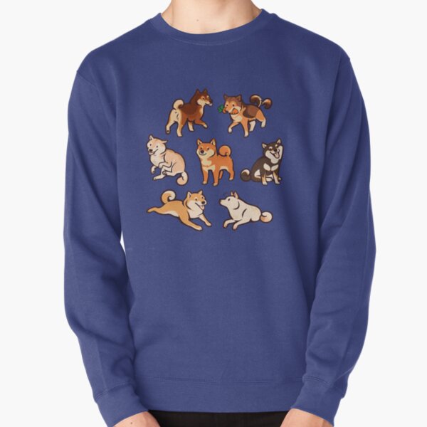 shibes in blue Pullover Sweatshirt