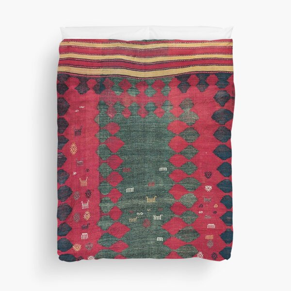Azeri Shadda Antique South Caucasus Azerbaijan Kilim Print Duvet Cover