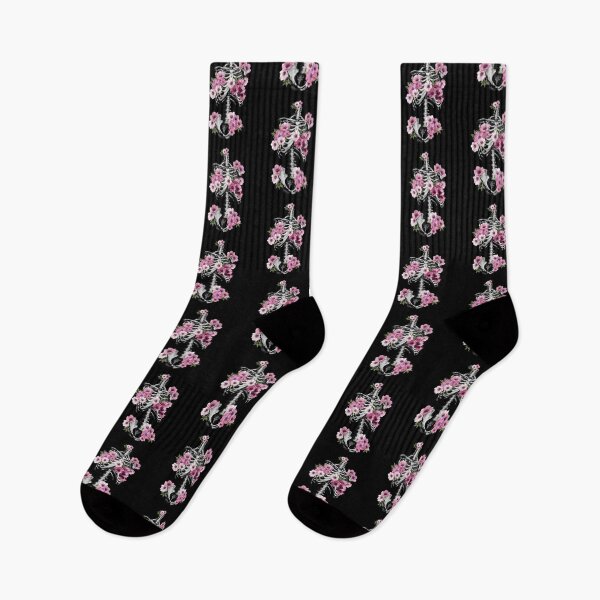 Item preview, Botanical anatomy, rib cage, pelvis, pink anemones floral skeleton designed and sold by Collagedream.