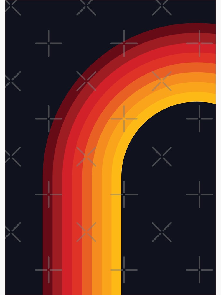 Thumbnail 3 of 3, Sticker, Orange, Red, and Black Retro Rainbow Arch designed and sold by bird767.