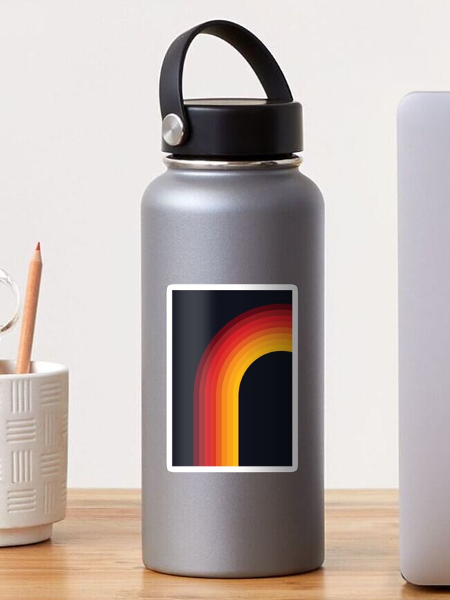 Thumbnail 1 of 3, Sticker, Orange, Red, and Black Retro Rainbow Arch designed and sold by bird767.