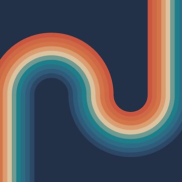 Artwork thumbnail, Retro Rainbow Design Blue and Orange by Rachel McNeil