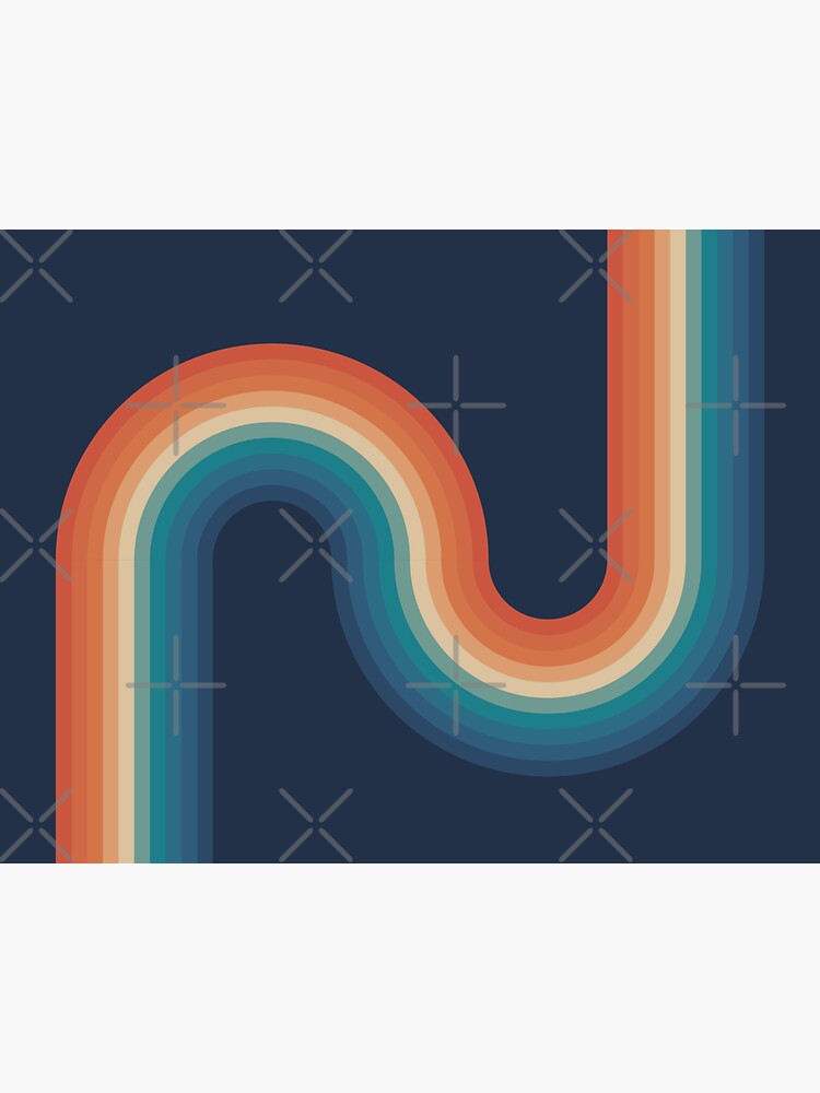 Thumbnail 3 of 3, Sticker, Retro Rainbow Design Blue and Orange designed and sold by bird767.