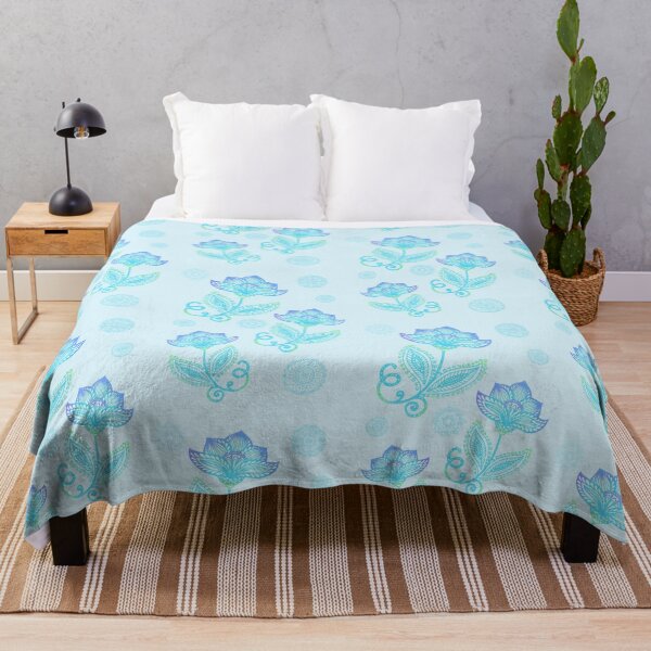 Item preview, Paisley flowers on blue designed and sold by FerretSteph.