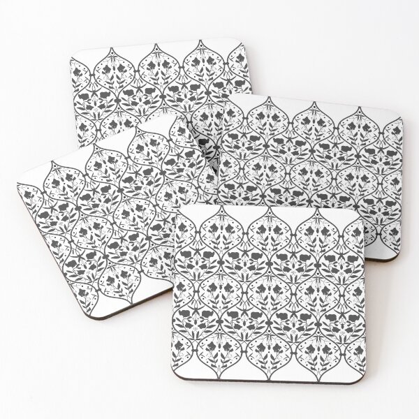 Item preview, Black and White Sweet Pea Ogee Pattern designed and sold by Duncan Bullock.