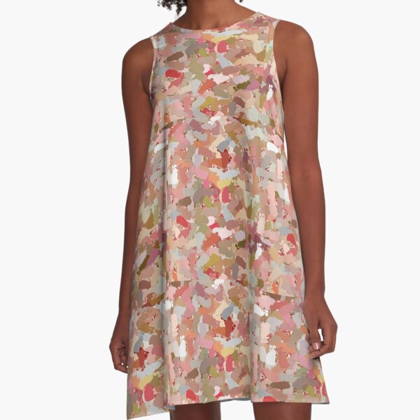 Coral Beads Paint Splatter A-Line Dress