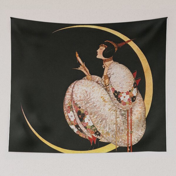 Item preview, Lady and Moon Vintage Art designed and sold by vintagevivian.