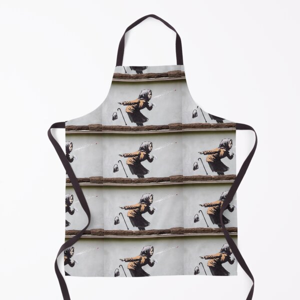 Item preview, Banksy Aachoo old woman sneezing and losing false teeth graffiti wall mural art designed and sold by MindChirp.