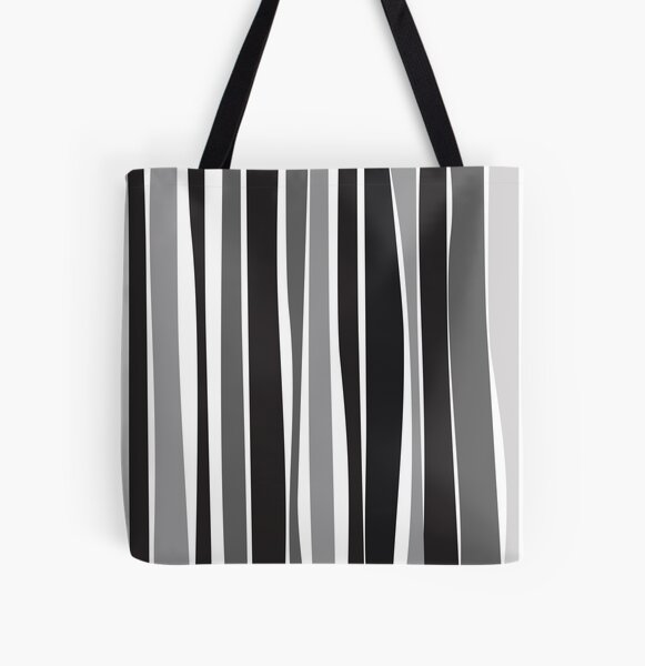 Retro Stripe Black/White/Grey All Over Print Tote Bag