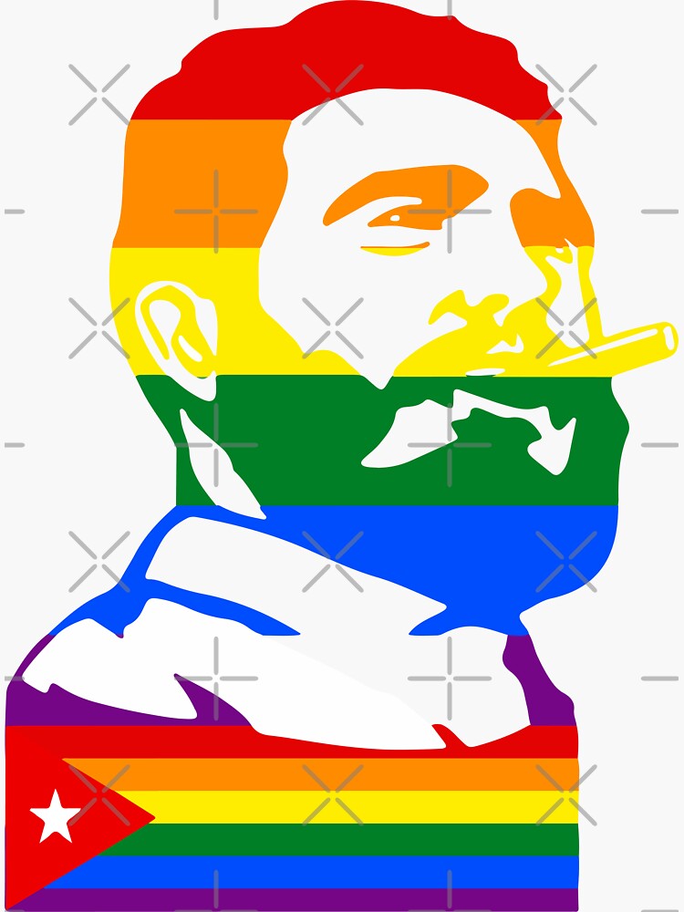 "Fidel Castro Pride Silhouette With Flag" Sticker by RevolutionToday