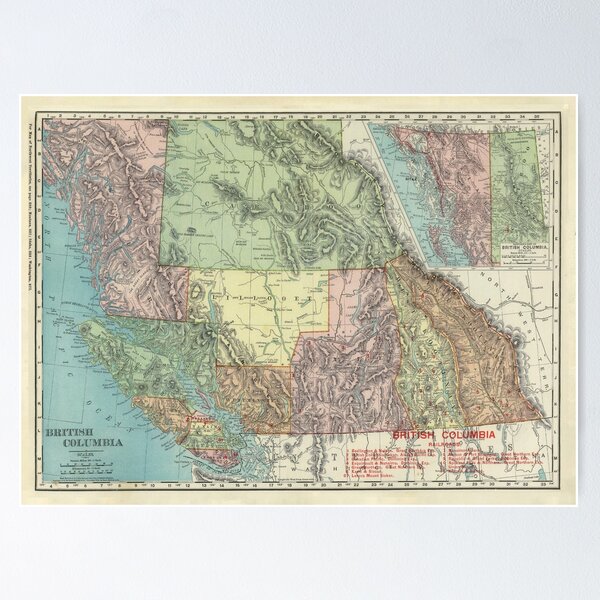 Item preview, Old British Columbia Canada Map (1903) Vintage Canadian Province Atlas designed and sold by BravuraMedia.