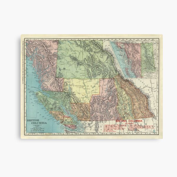 Item preview, Old British Columbia Canada Map (1903) Vintage Canadian Province Atlas designed and sold by BravuraMedia.