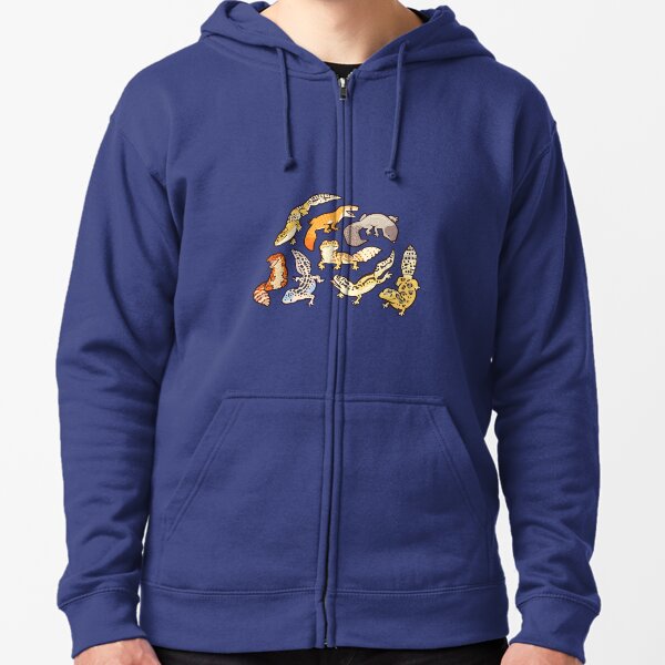 chub geckos in blue Zipped Hoodie