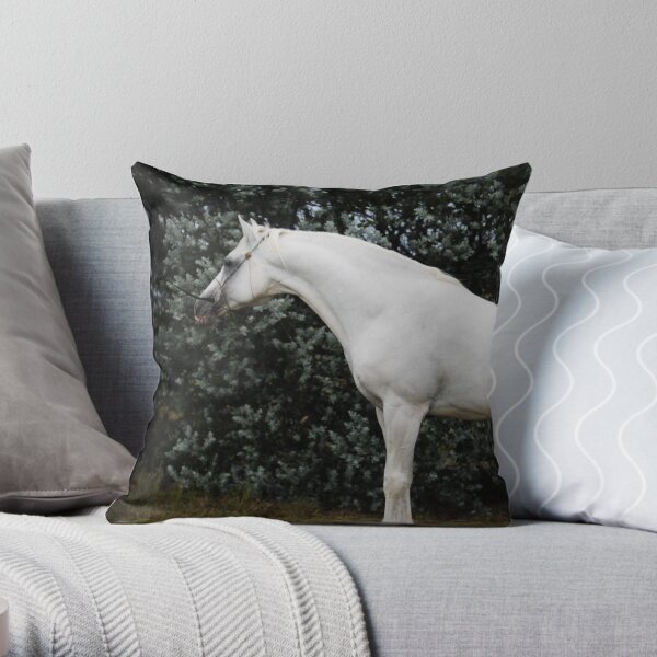 White Horse Throw Pillow