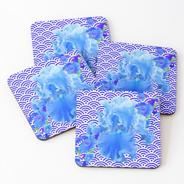 Item preview, DELICATE BLUE-WHITE BEARDED IRIS FLOWER BLUE PATTERN ART designed and sold by sharlesart.