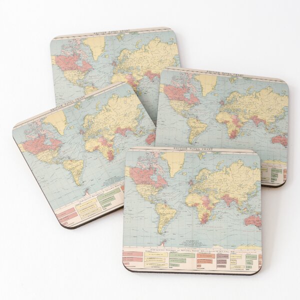 Item preview, Old British Empire Naval Warship Map (1907) Vintage English Navy World Chart designed and sold by BravuraMedia.