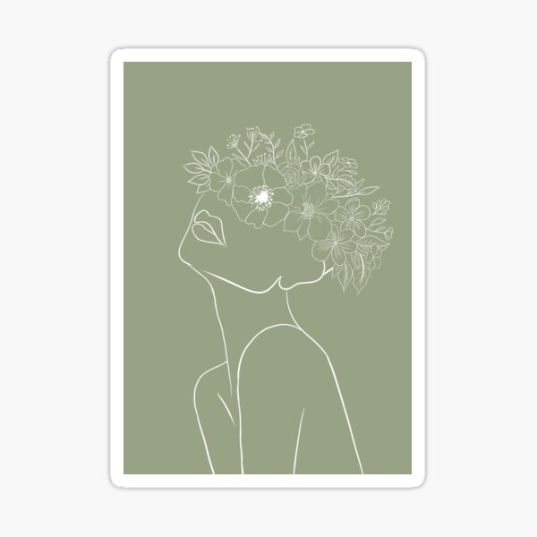 Item preview, Sage Flower Girl - Line Art designed and sold by BiblioArtistry.