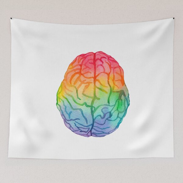 Item preview, Watercolor Rainbow Brain (white) designed and sold by Alane Fideler.
