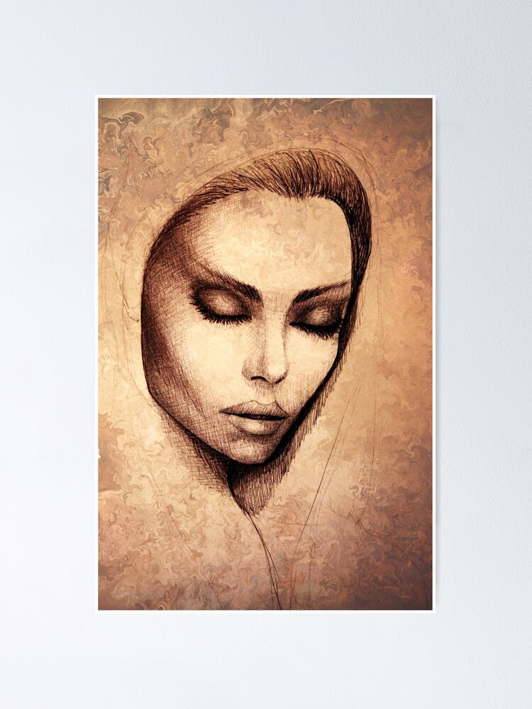 " Female face drawing " Poster for Sale by granados602 Redbubble