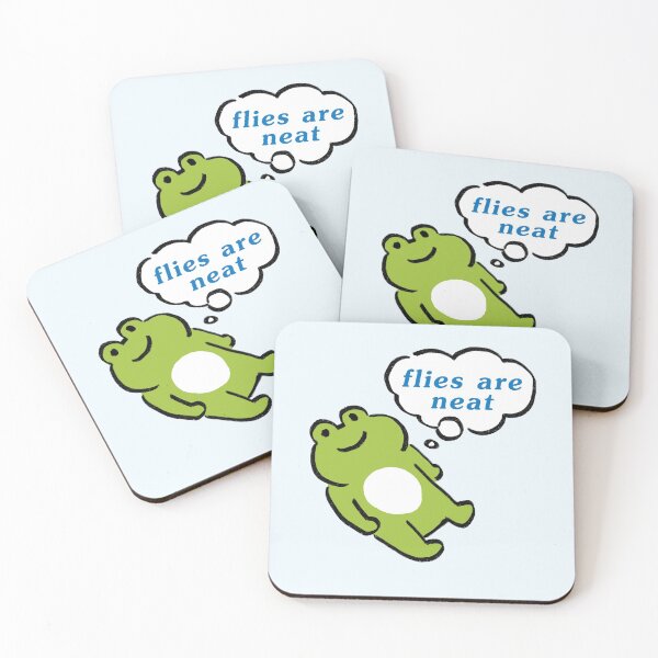 Item preview, this green frog contemplating life / flies are neat text designed and sold by RansRoom.