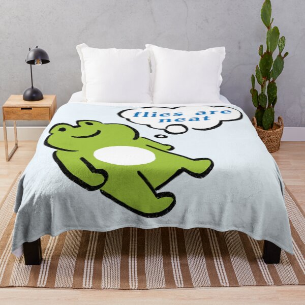 Item preview, this green frog contemplating life / flies are neat text designed and sold by RansRoom.