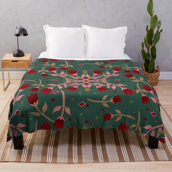 Item preview, Folk flowers on teal ground designed and sold by AmberAzbell.