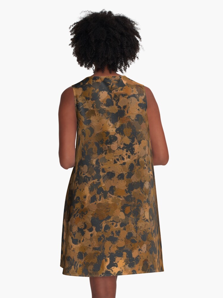 Thumbnail 3 of 4, A-Line Dress, Rustic Brown Wood Paintballs designed and sold by CelesteSheffey.