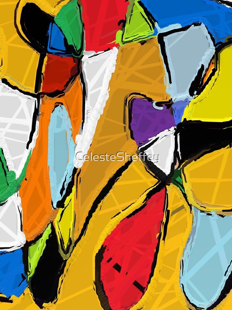 Thumbnail 4 of 4, A-Line Dress, Yellow Abstract Art designed and sold by CelesteSheffey.