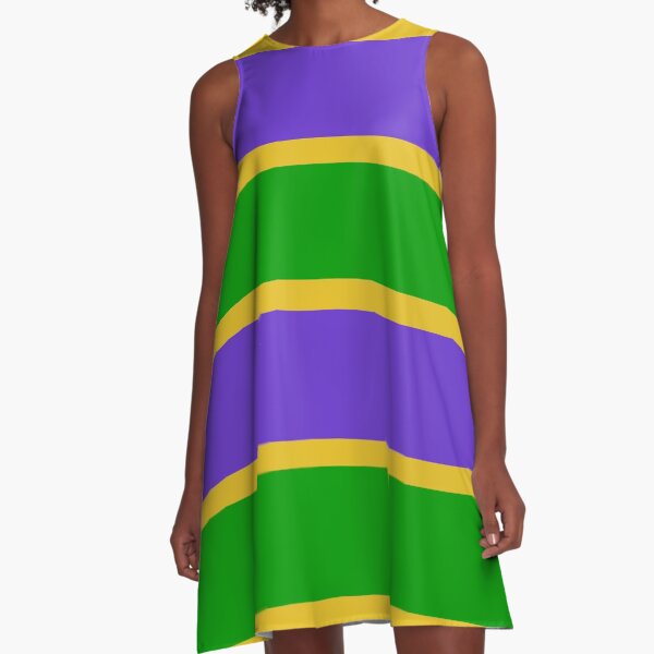 Mardi Gras Stripes A-Line Dress