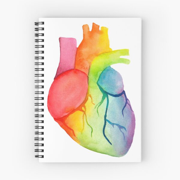 Artikelvorschau, Aquarell Regenbogenherz (weiß) entworfen und verkauft von Alane Fideler.