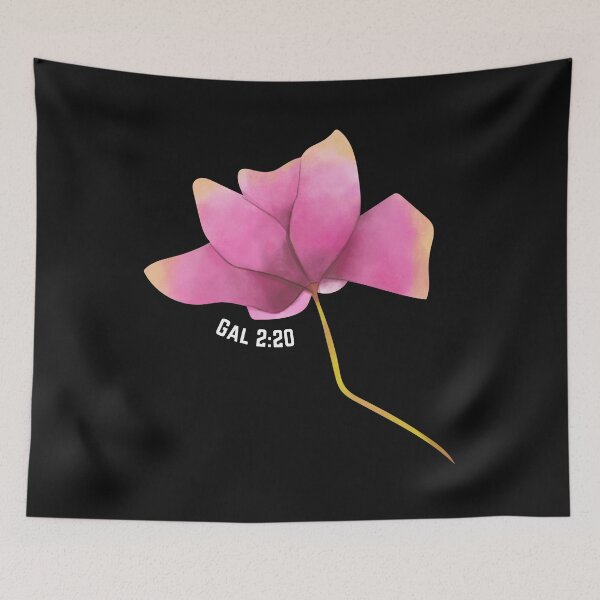 Item preview, white writing Pink Flower Galatians 2:20 designed and sold by GeoTeasters.