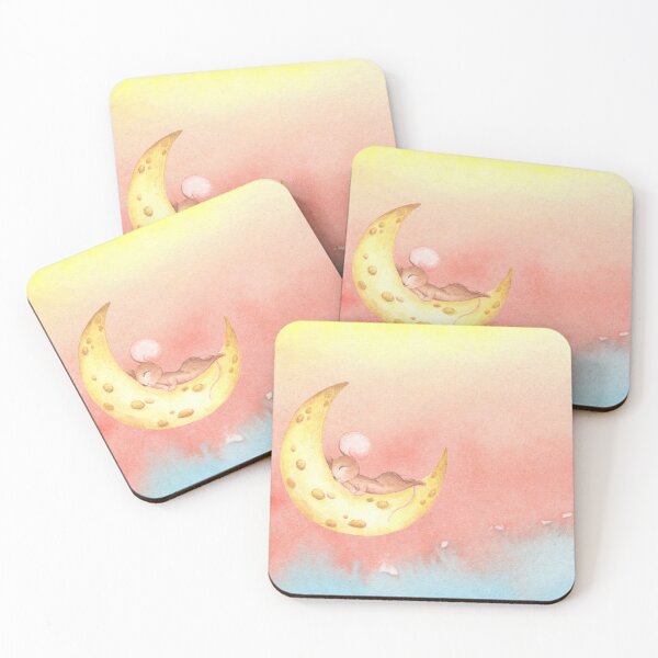 Item preview, Watercolor cute mice sleeping on the cheese moon designed and sold by missionbear.