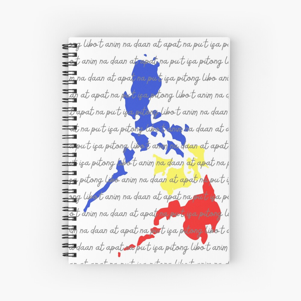 "Map of Philippine Islands with Tagalog words" Spiral Notebook for Sale
