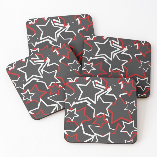 Item preview, Red and white stars pattern design with black background  designed and sold by Foziaazamkhan7.
