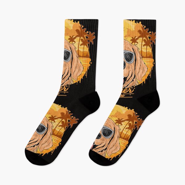 Item preview, Summer Paradise - Summer Golden Retriever Dog with Sunglasses against Coconut Tree Island at Sunset designed and sold by WearWolfDesigns.