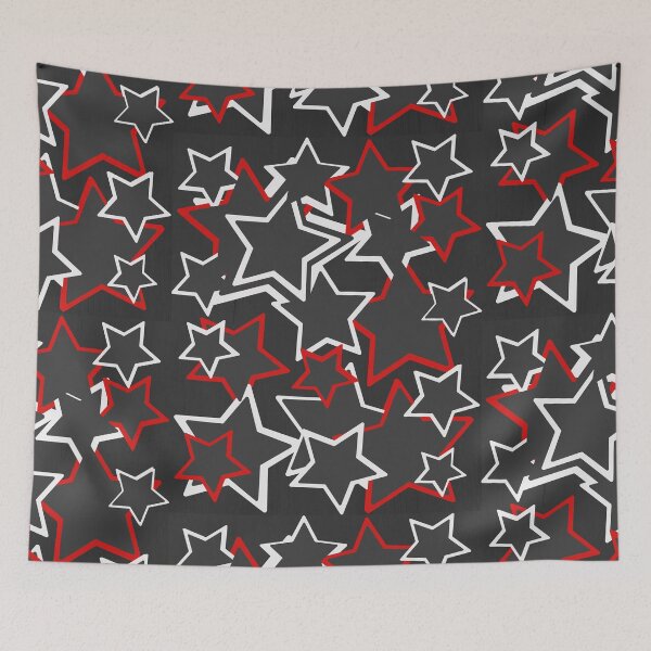 Item preview, Red and white stars pattern design with black background  designed and sold by Foziaazamkhan7.