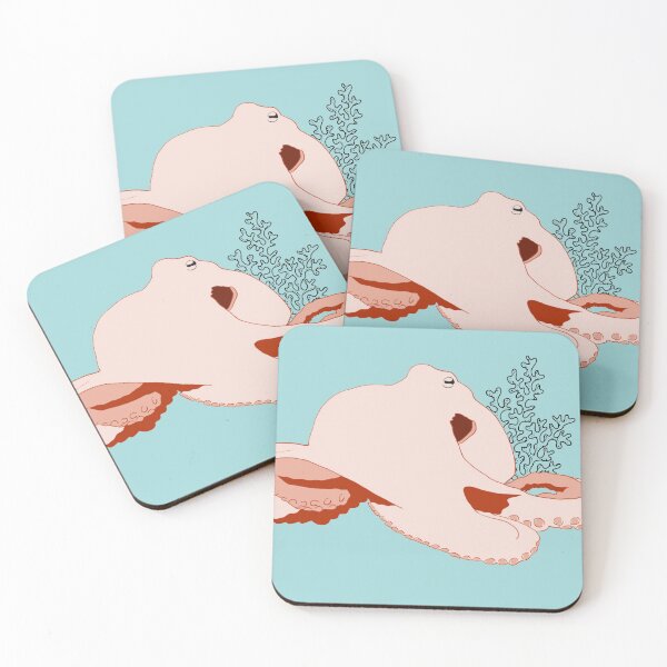 Item preview, Pink Octopus with Powder-blue Background designed and sold by Amateur Studios.
